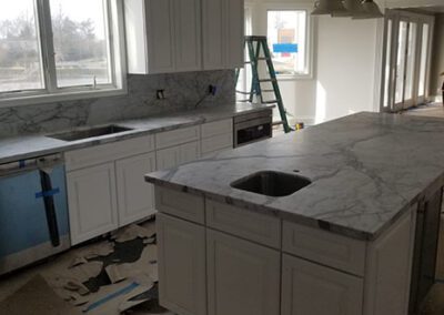 Remodeling of kitchen with a sink and a window